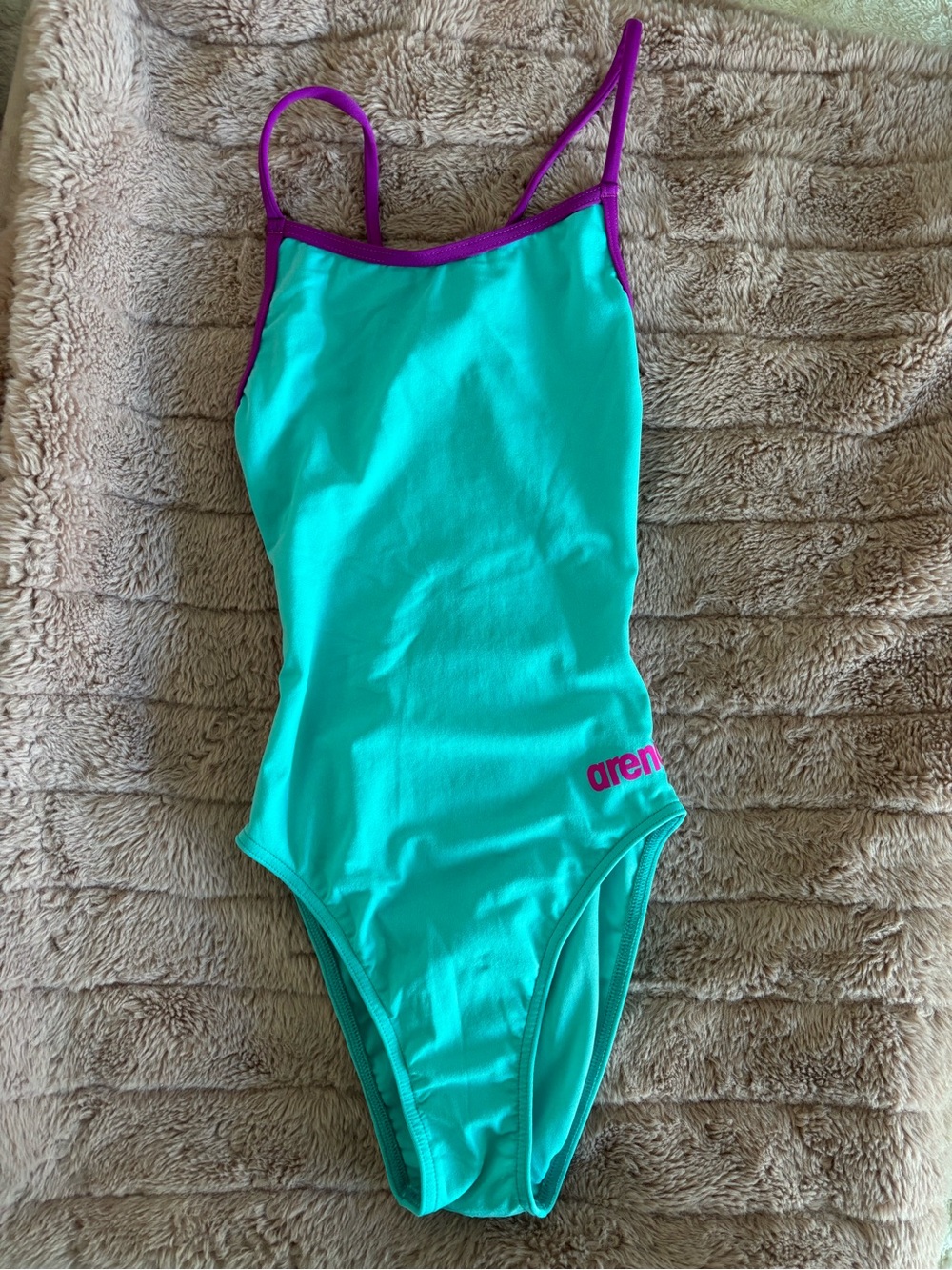 Arena Teal One-Piece Swimsuit with Purple Trim